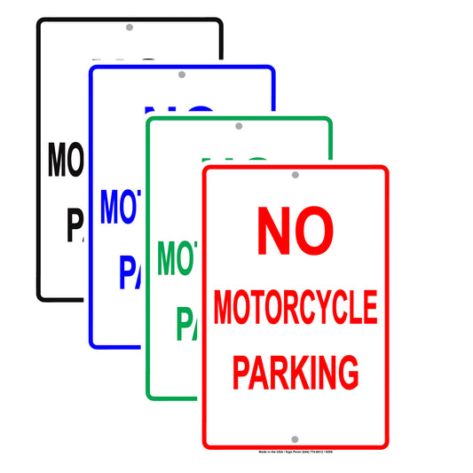 No Motorcycle Parking Restriction Aluminum Metal Sign Plate