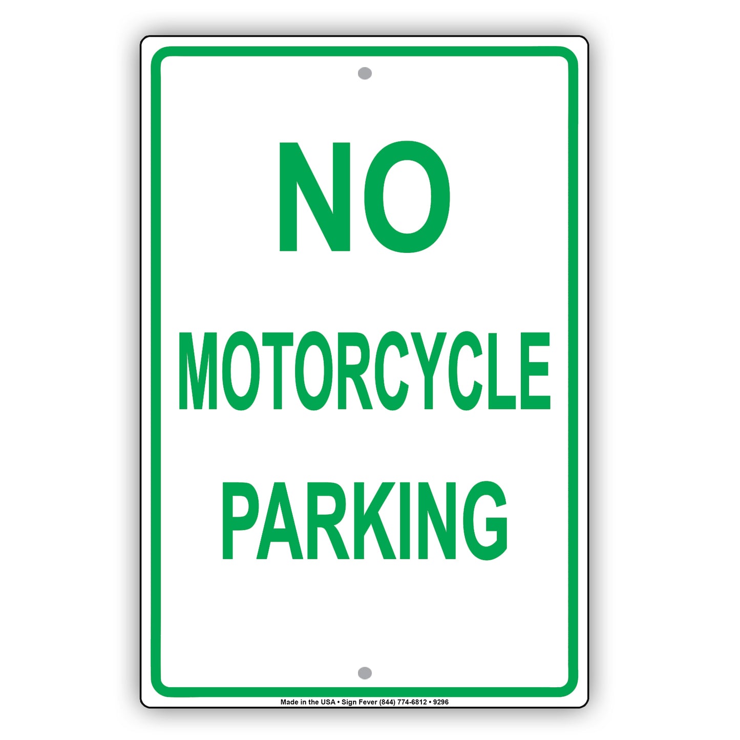 No Motorcycle Parking Restriction Aluminum Metal Sign Plate