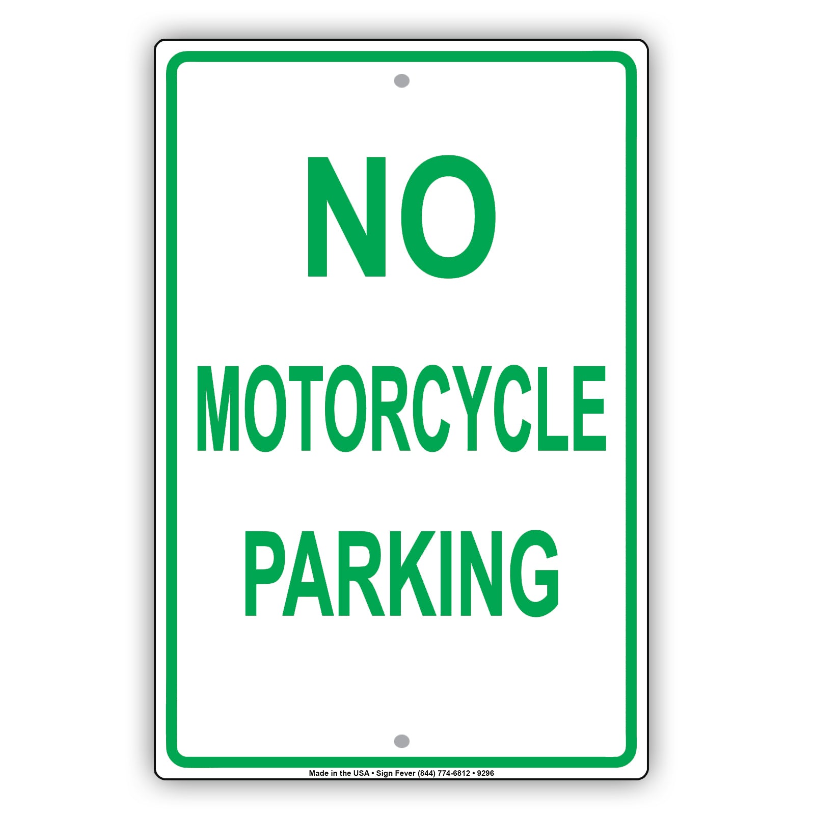 No Motorcycle Parking Restriction Aluminum Metal Sign Plate