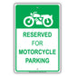Reserved For Motorcycle Parking Aluminum Metal Sign Plate