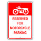 Reserved For Motorcycle Parking Aluminum Metal Sign Plate
