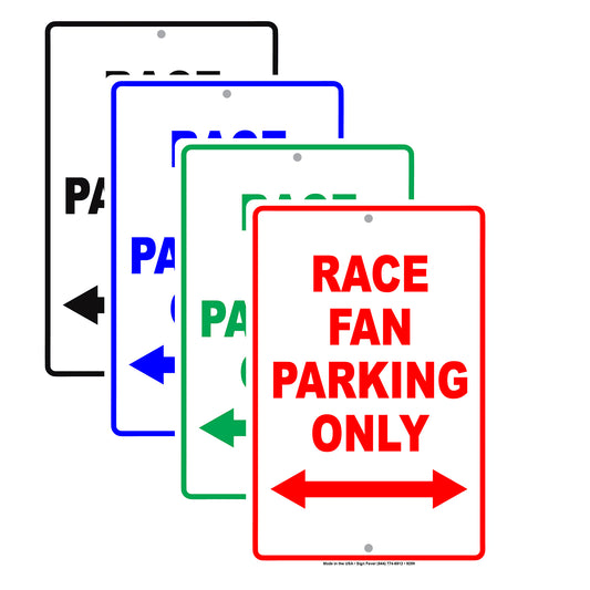 Race Fan Parking Only Novelty Gift Aluminum Metal Sign Plate