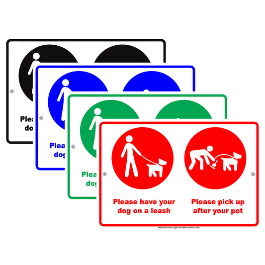 Please Have Your Dog On A Leash Pick Up After Your Pet Caution Warning Notice Aluminum Sing
