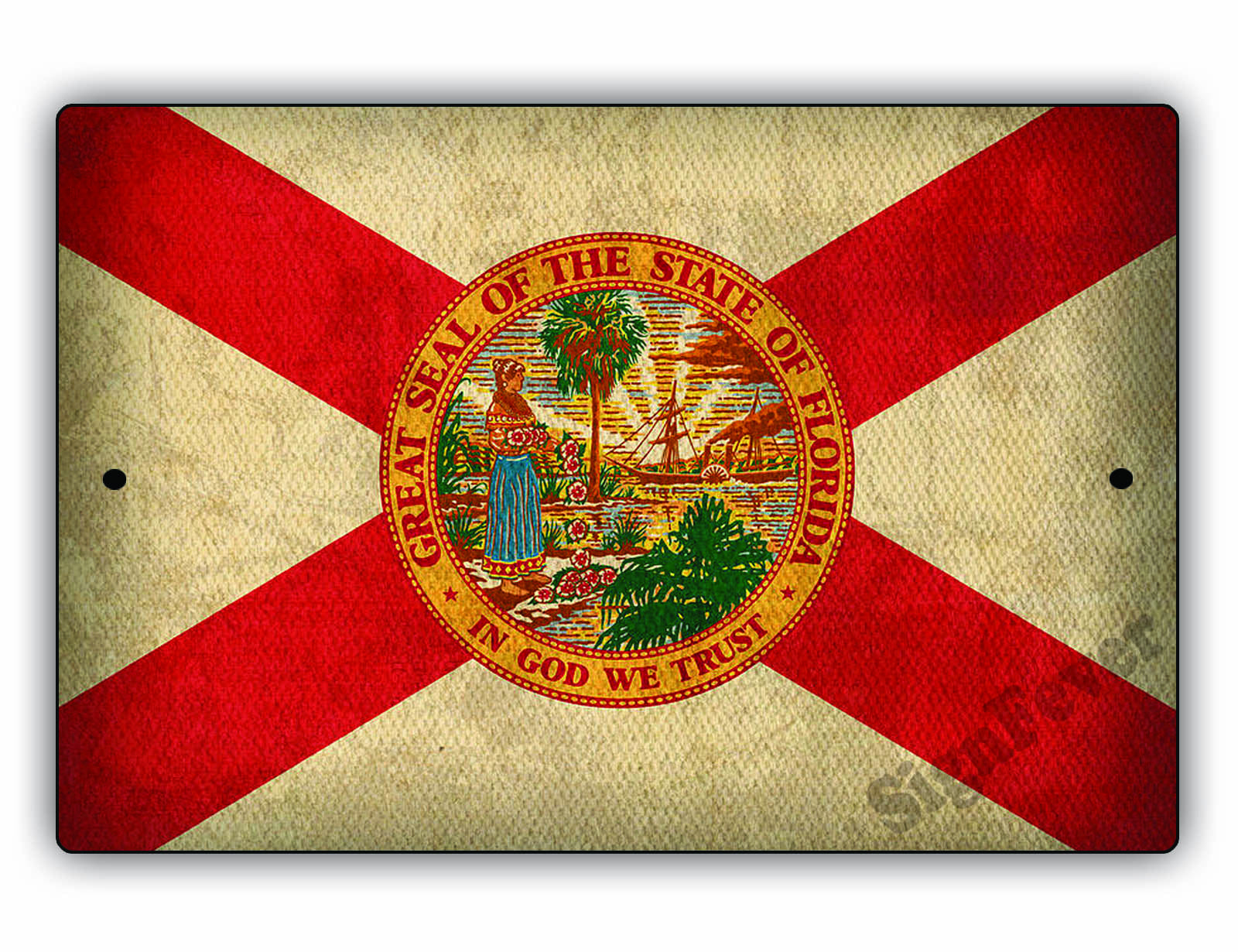 Florida State Flag Novelty Vintage Rustic Grunge Wall Decor Gift Aluminum Metal Sign Plate