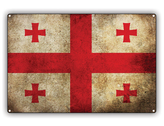 Georgia Country Flag Novelty Vintage Rustic Grunge Wall Decor Gift Aluminum Metal Sign Plate