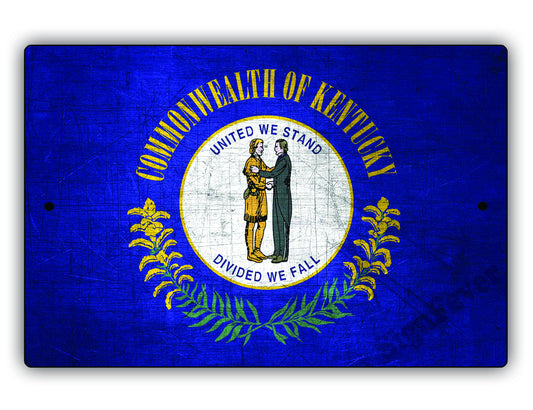Kentucky State Flag Novelty Vintage Rustic Grunge Wall Decor Gift Aluminum Metal Sign Plate