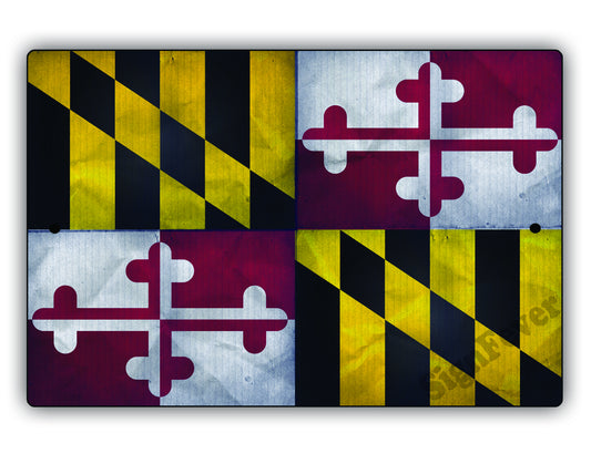 Maryland State Flag Novelty Vintage Rustic Grunge Wall Decor Gift Aluminum Metal Sign Plate