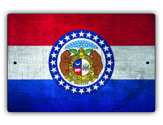 Missouri State Flag Novelty Vintage Rustic Grunge Wall Decor Gift Aluminum Metal Sign Plate