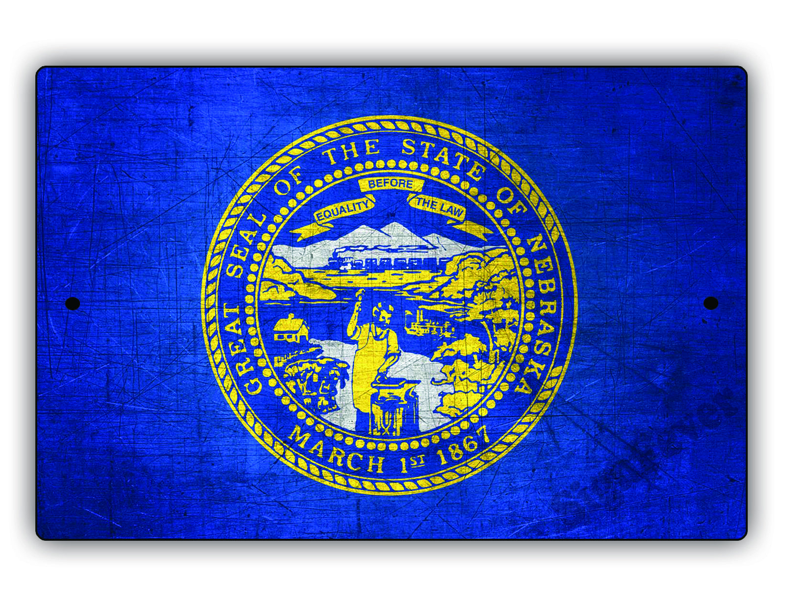 Nebraska State Flag Novelty Vintage Rustic Grunge Wall Decor Gift Aluminum Metal Sign Plate
