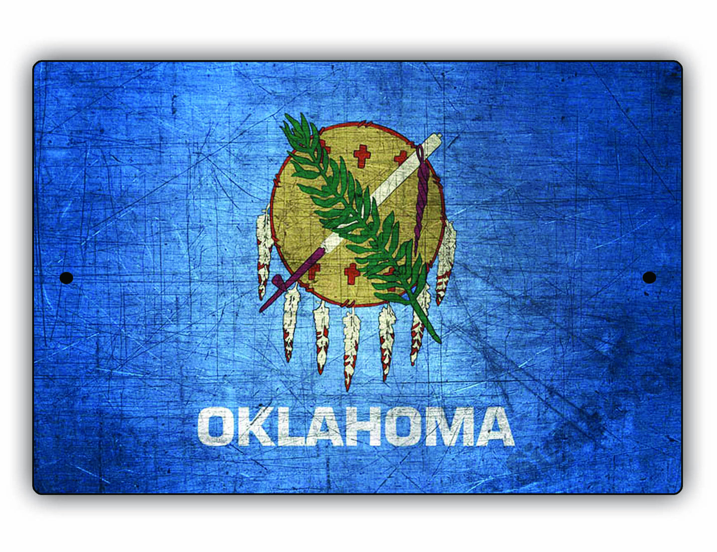 Oklahoma State Flag Novelty Vintage Rustic Grunge Wall Decor Gift Aluminum Metal Sign Plate