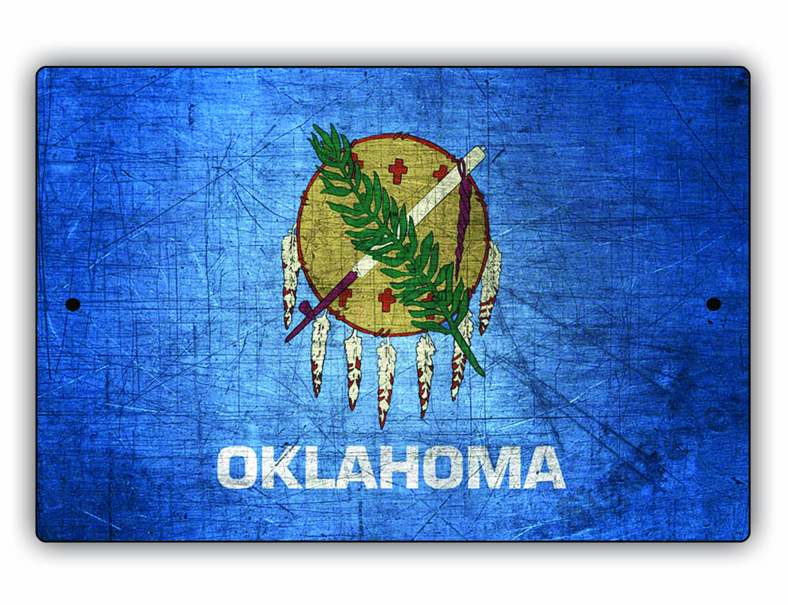 Oklahoma State Flag Novelty Vintage Rustic Grunge Wall Decor Gift Aluminum Metal Sign Plate