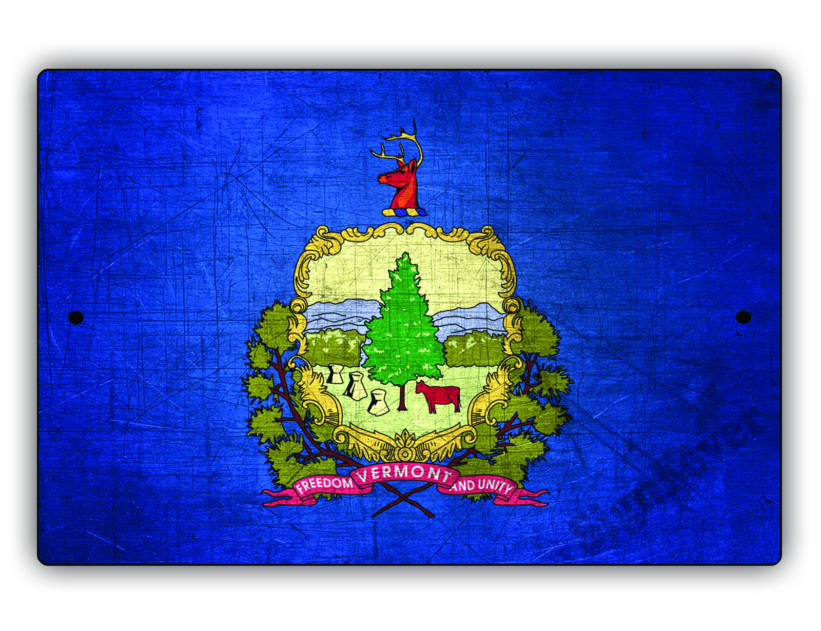 Vermont State Flag Novelty Vintage Rustic Grunge Wall Decor Gift Aluminum Metal Sign Plate