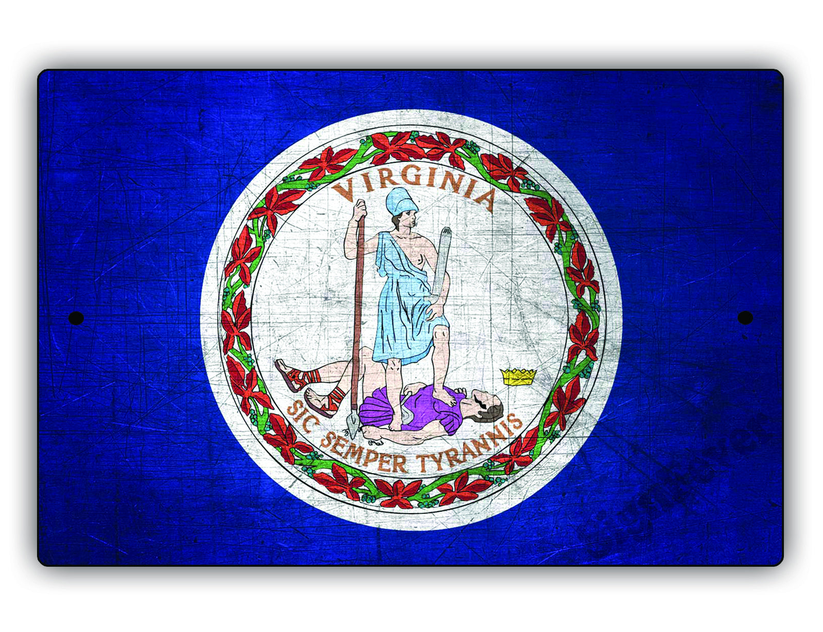 Virginia State Flag Novelty Vintage Rustic Grunge Wall Decor Gift Aluminum Metal Sign Plate