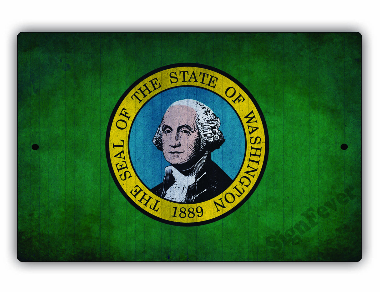 Washington State Flag Novelty Vintage Rustic Grunge Wall Decor Gift Aluminum Metal Sign Plate